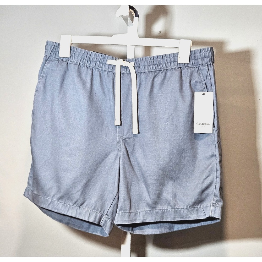 NWT Goodfellow & Co Men's L Blue Pull-on Shorts Drawstring Adjustable Waist